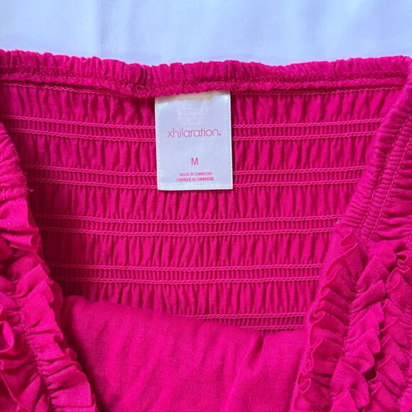 Strapless Maxi Dress Stretchy Bright Fucshia Pink Summer Sundress Size Medium - Picture 3 of 6